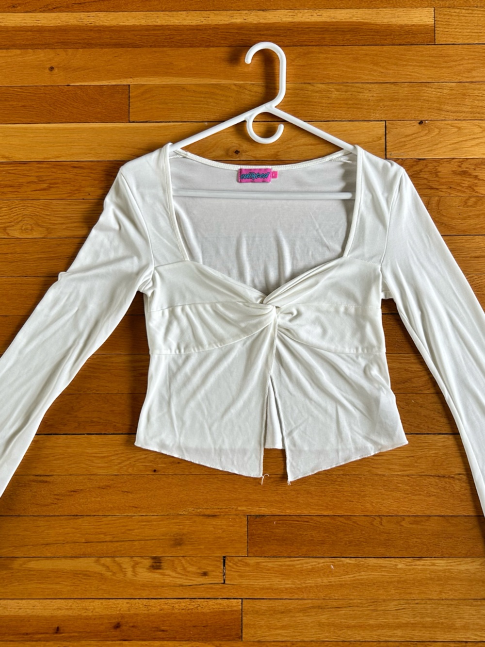 Edikted White Twist-Knot Long Sleeve Top